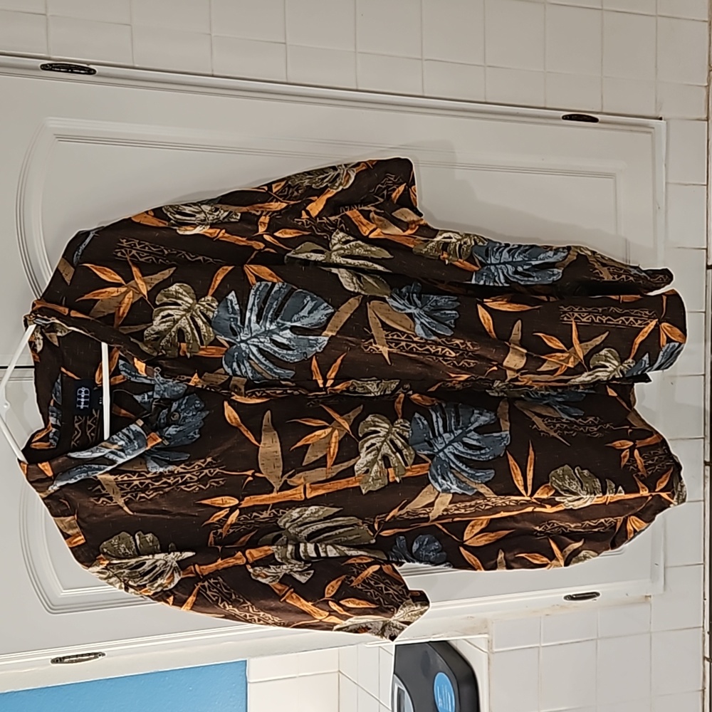 Harbor Bay Multicolor Leaf Print Casual Shirt